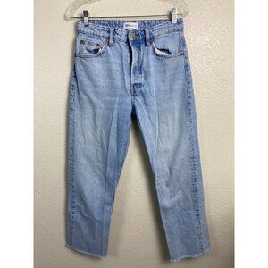 ZARA Boyfriend Jeans Women Size 6 Blue Light wash Straight High Rise
